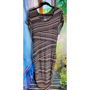 Liz Lange - Bodycon Striped Maxi Dress - Maternity - Tan and Black